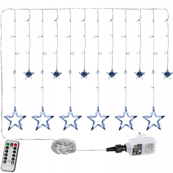 Vánoční dekorace, svítící hvězdy, 150 Led, studeně bílé