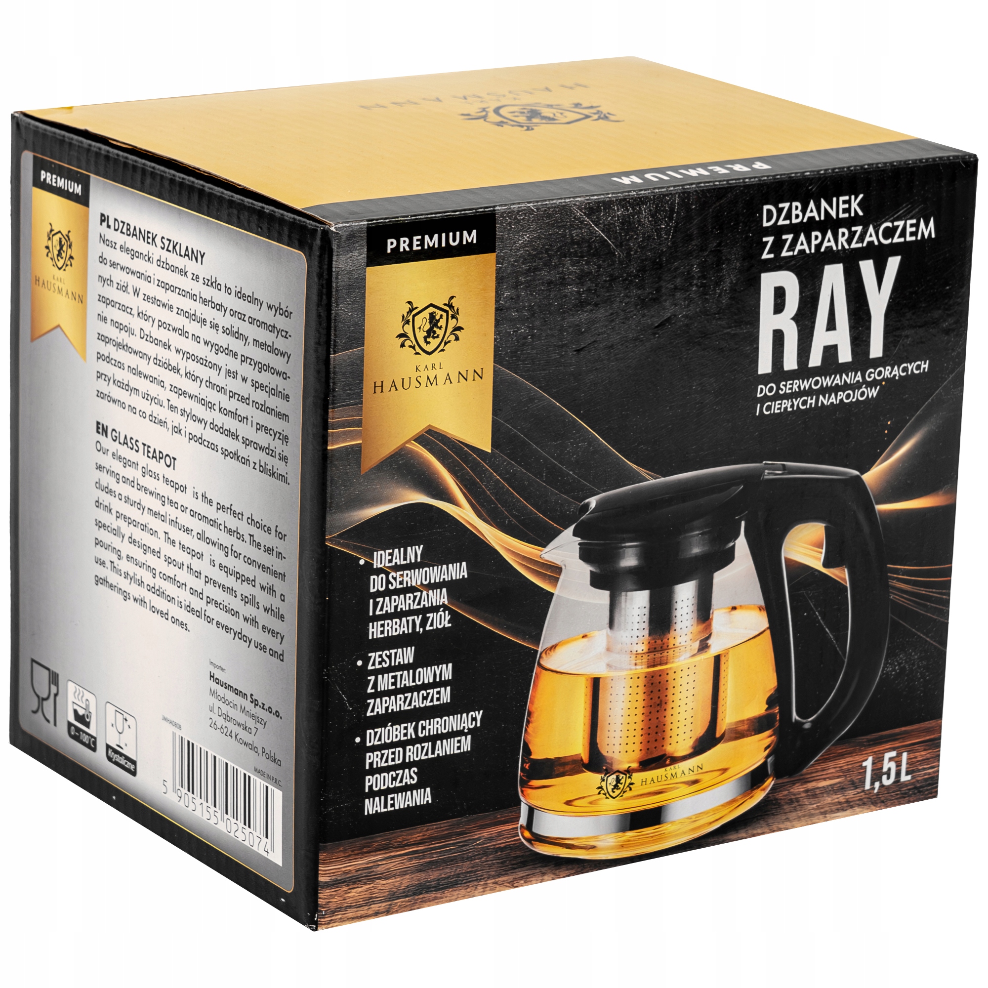 DZBANEK SZKLANY z ZAPARZACZEM do HERBATY KAWY ZAPARZACZ IMBRYK DO ZIÓŁ 1.5L Pojemność (w filiżankach) 7