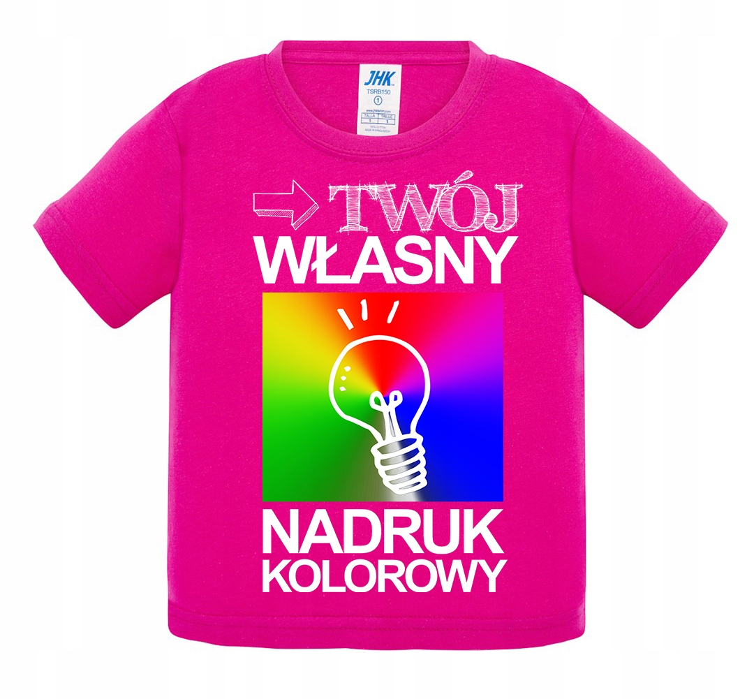 

Koszulka Z Własnym Nadrukiem bawełniana różowa 92