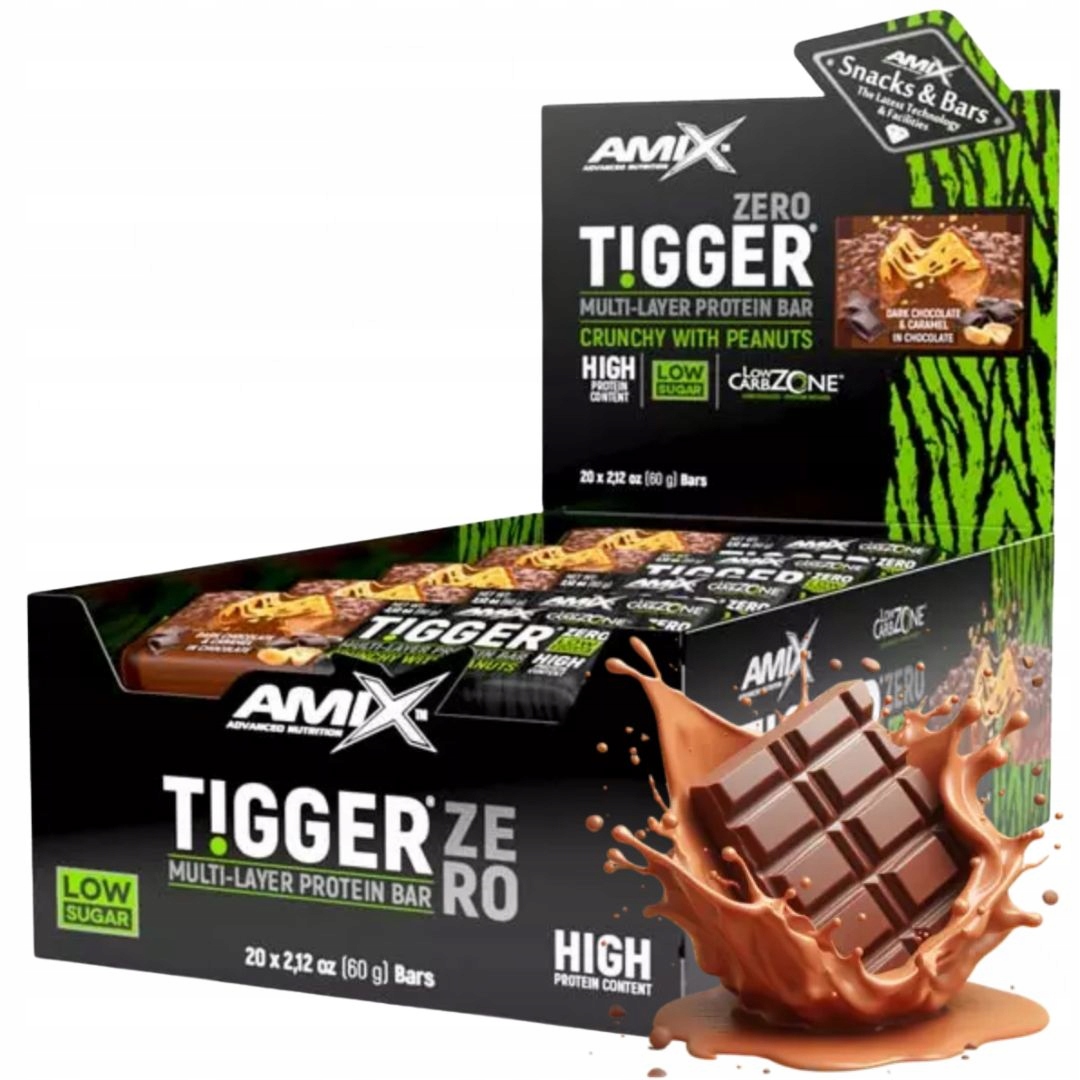 Amix Tyčinka Tigger 60 g Energie protein doplněk stravy proteinová wpc tmavá čokoláda