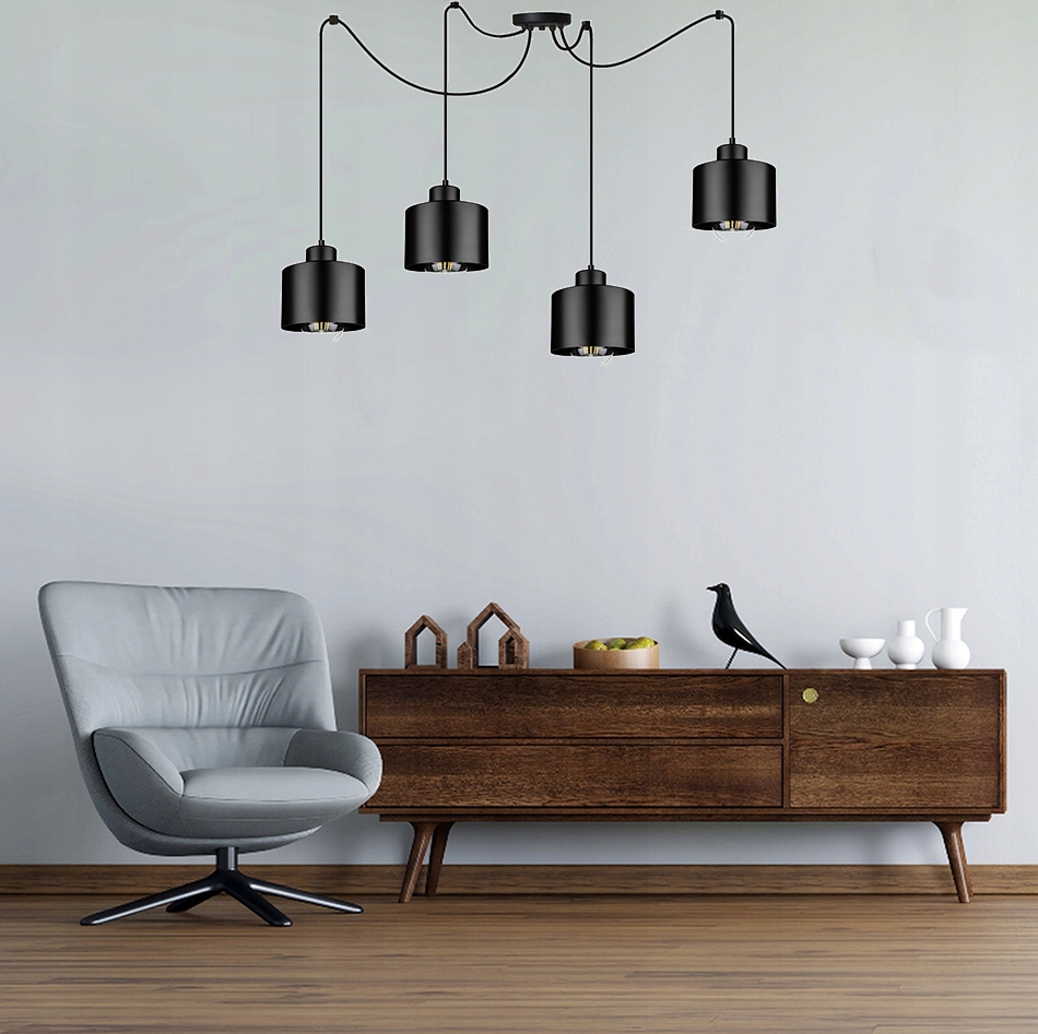 ŻYRANDOL LAMPA WISZĄCA SUFITOWA PLAFON LED LOFT PAJĄK NOWOCZESNY SALON Liczba punktów światła 4