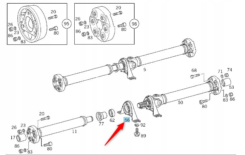Podpěra Hřídele Mercedes W210 W211 C215 A2114100181