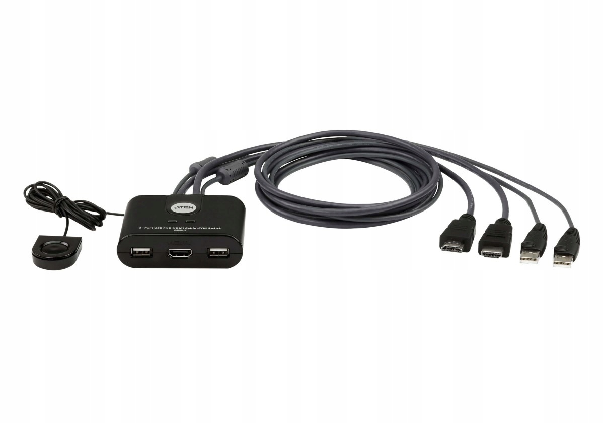 Aten 2-port mini Hdmi Kvm Usb, integrované kabely, tlačítko pro…
