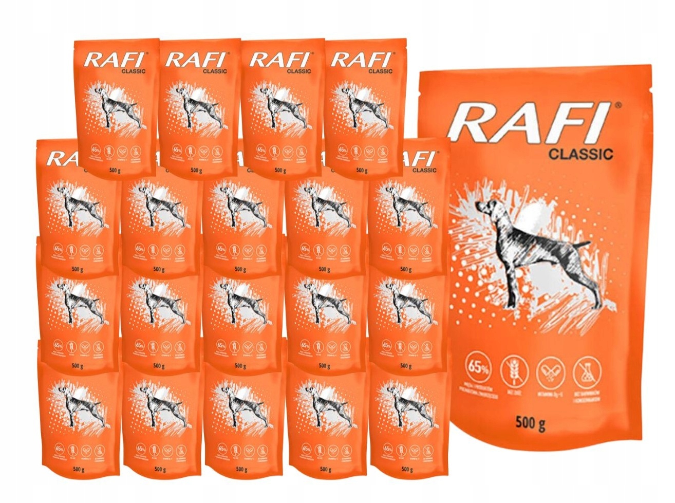 Levně Rafi Classic vlhké krmivo pro psy 20x500g Sáček Bez Obilovin