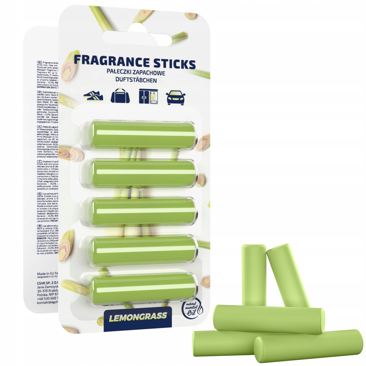 ZAPACH DO ODKURZACZA TRAWA CYTRYNOWA 5X PAŁECZKI