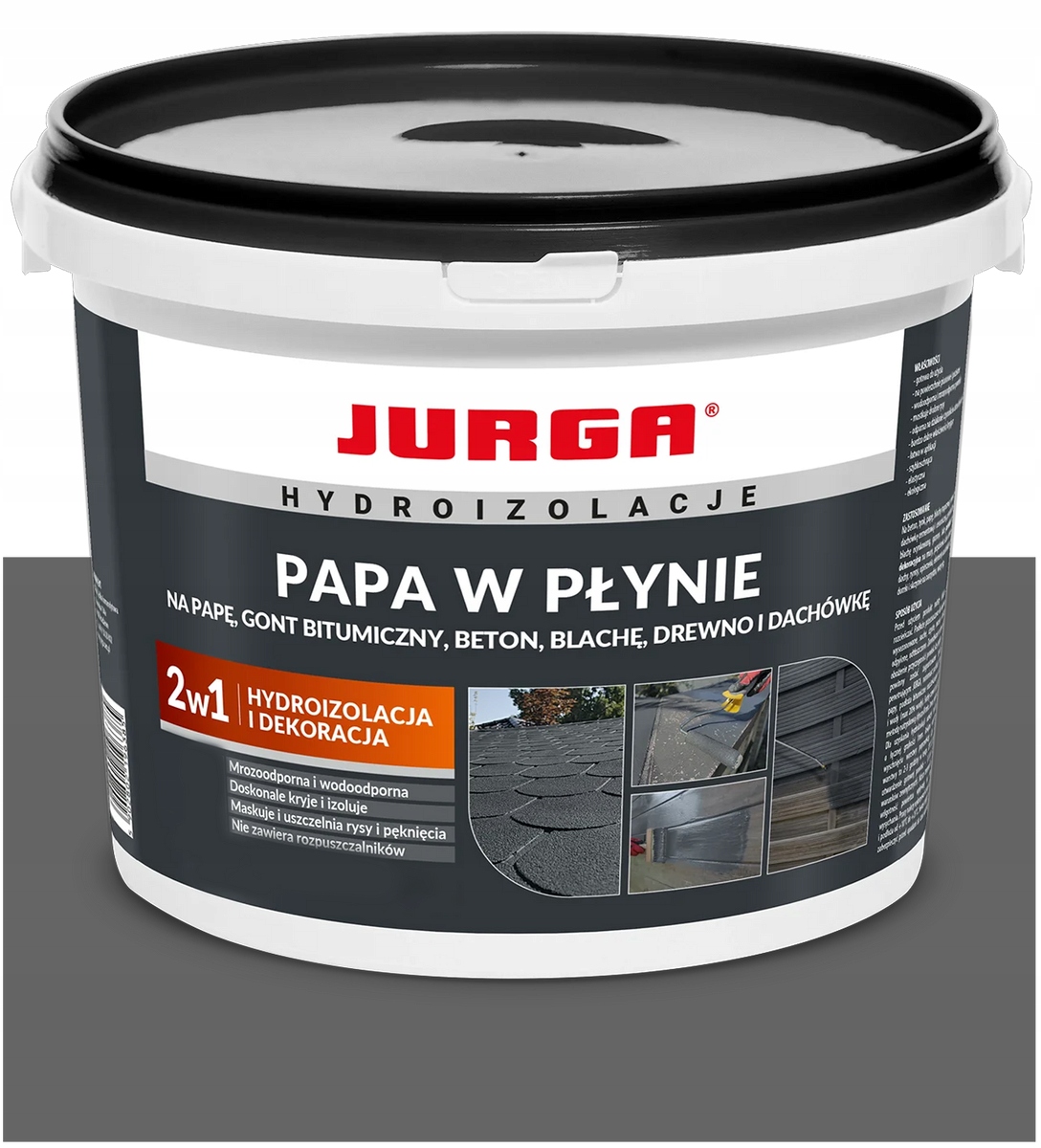 Papa w Płynie Farba na Dach Blachę Dachówkę Jurga Szara Szary 7kg