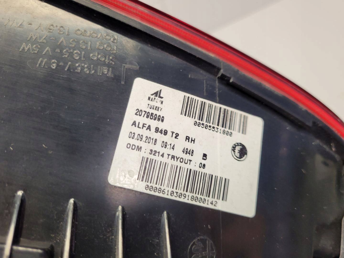 light rear right side Alfa Romeo Stelvio 2017 20795748RH