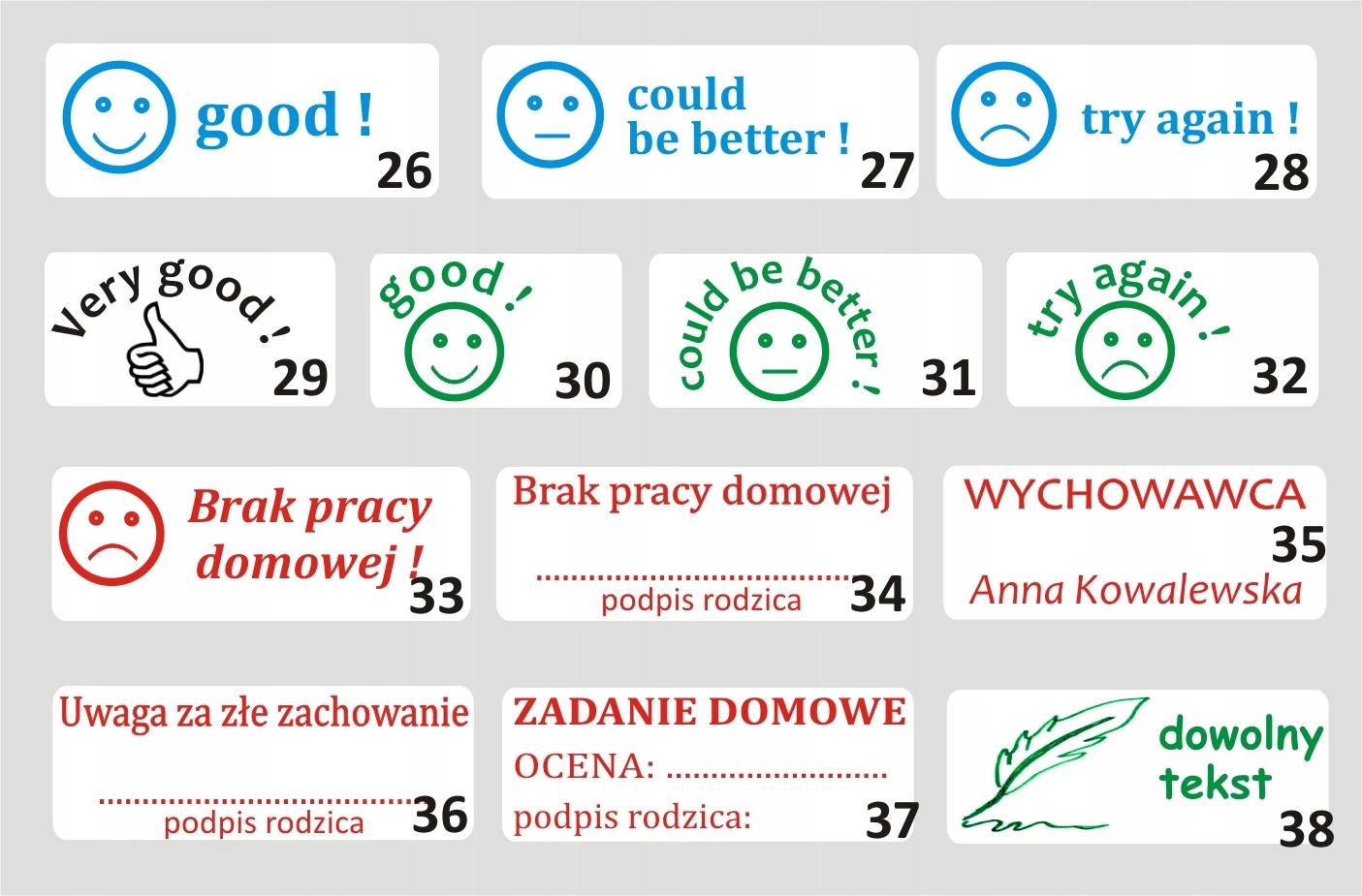 PIECZĄTKI PIECZĄTKA dla nauczycieli szkoła Rodzaj Automatyczna (samotuszująca)