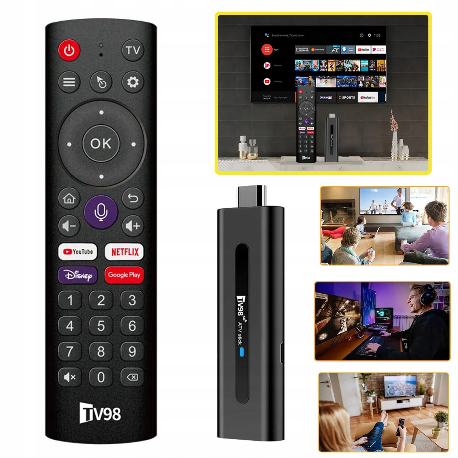8K Odtwarzacz Multimedialny Przystawka Android 14 Smart Tv Stick Box Wifi