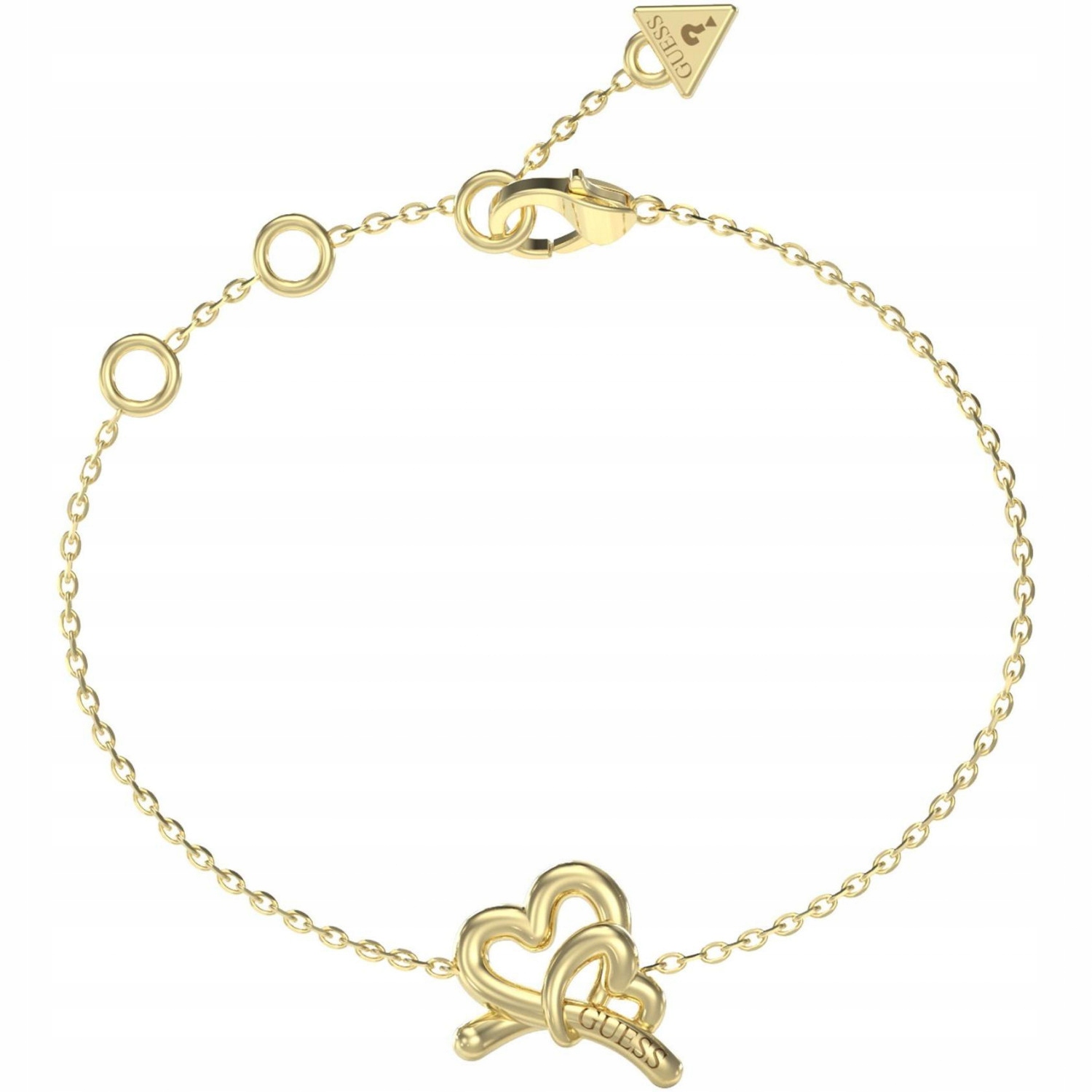 Dámský zlatý náramek Guess srdce 18 cm