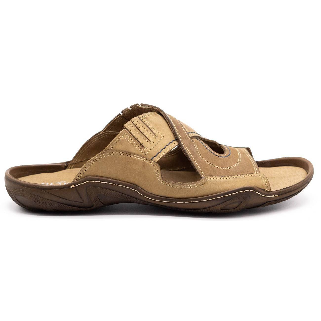 

Klapki męskie skórzane 400 brązowe 46