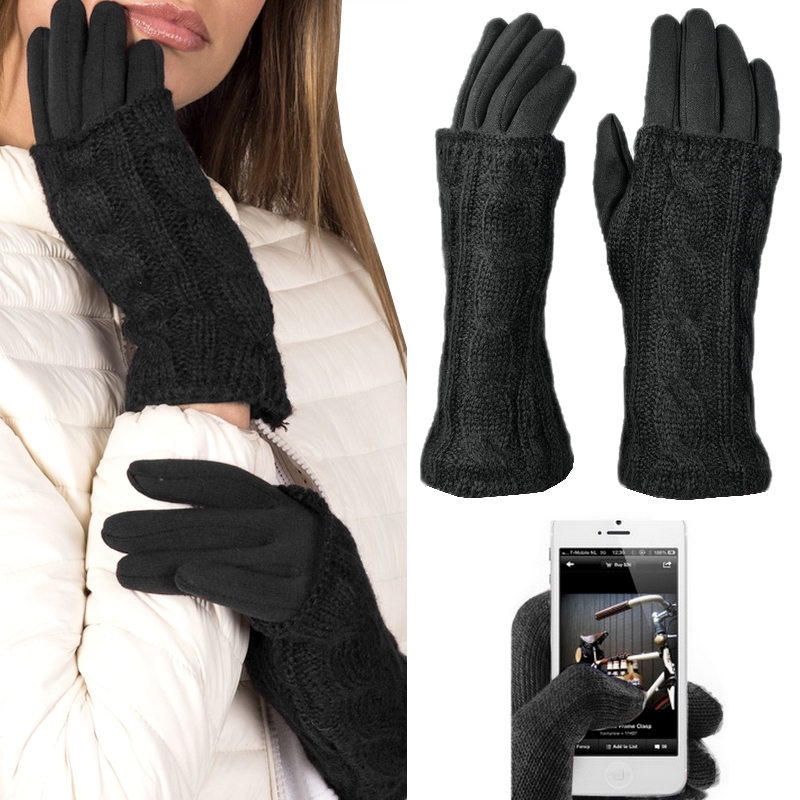 

Dotykowe Rękawiczki damskie Ocieplane zimowe 3w1