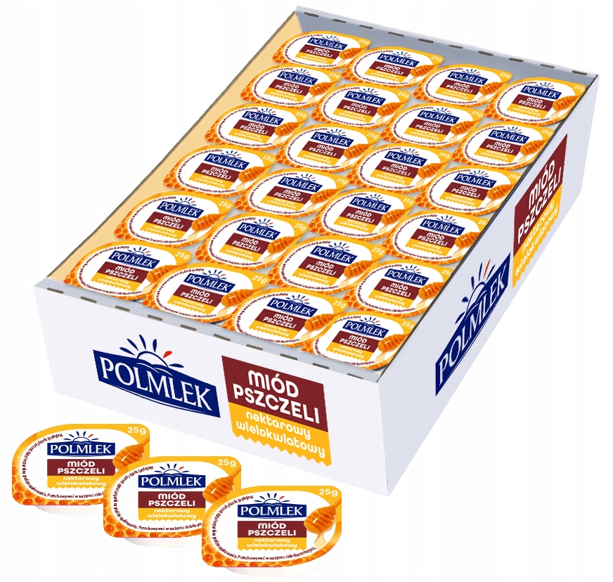 Levně Včelí med 96x25 g Polmlek monoporce přírodní včelky kelímky