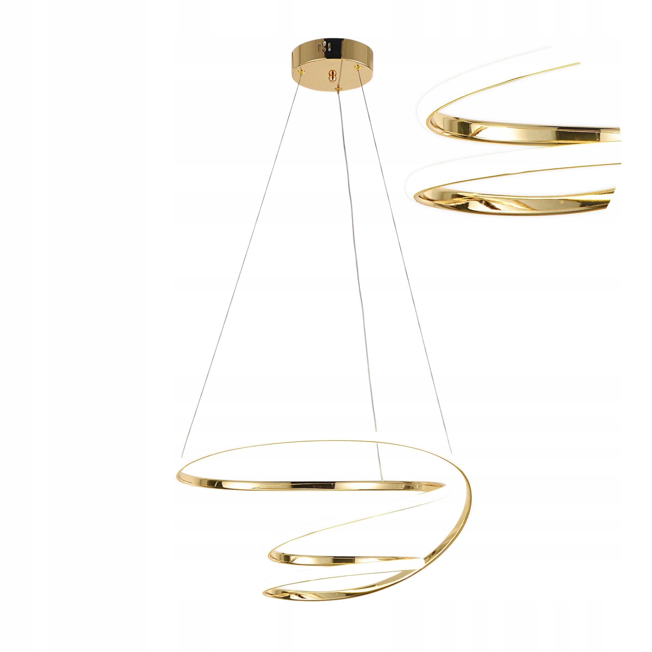 Lampa Sufitowa Wisząca Led Złota Spirala Nowoczesna Do Salonu