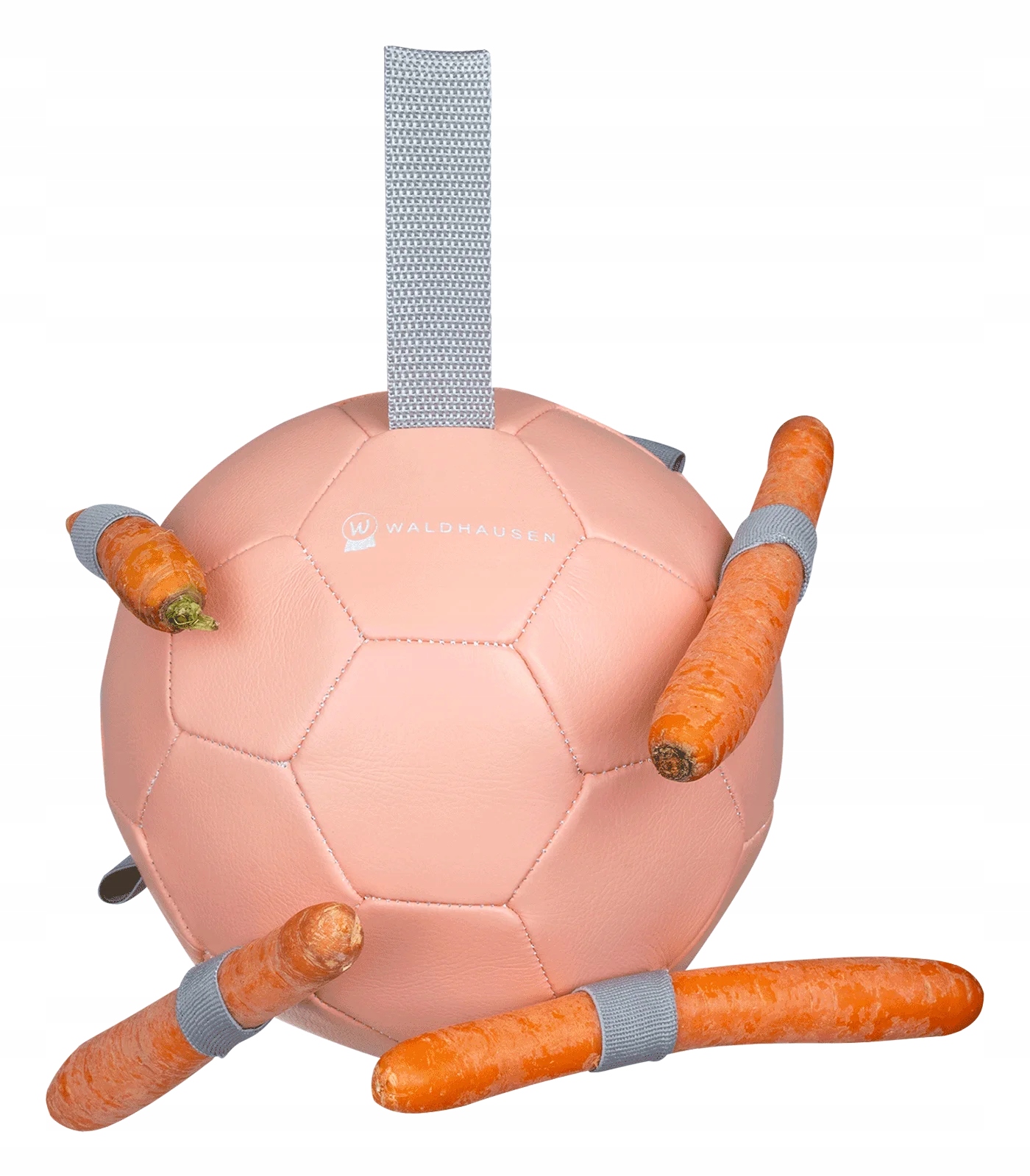 Míč pro koně Waldhausen CarrotBall s otvory na mrkev, růžový