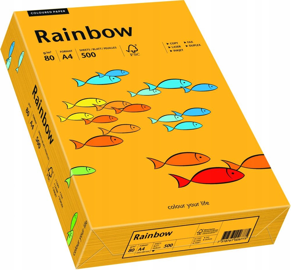 

Papier ksero Rainbow A4 80g 500 ark pomarańczowy