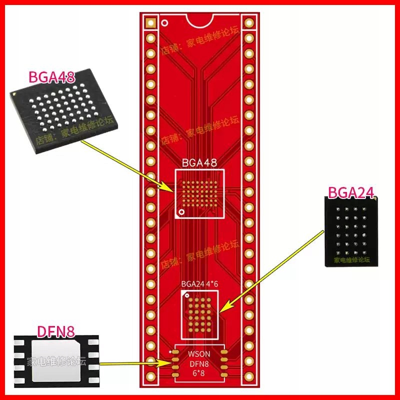 Adapter BGA48/BGA24/WSON8 -->PDIP48 NAND i NOR Rodzaj programator pamięci