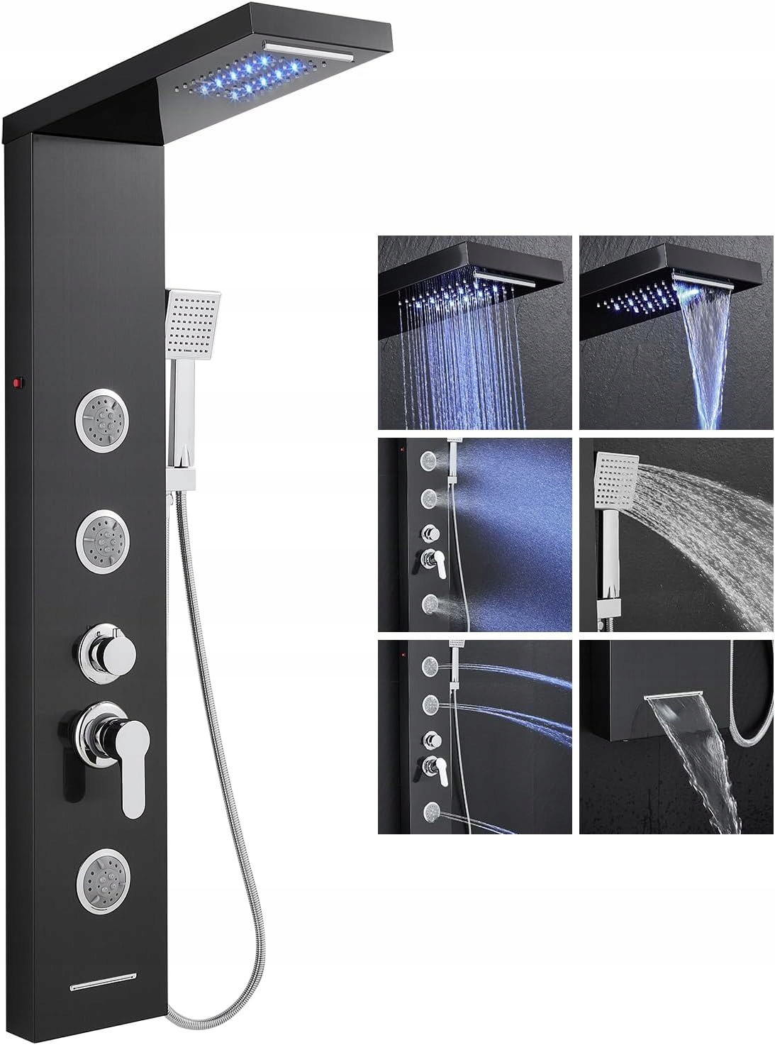 Keokbon Panel prysznicowy Led Tower System 6w1 wodospad deszczownica X625