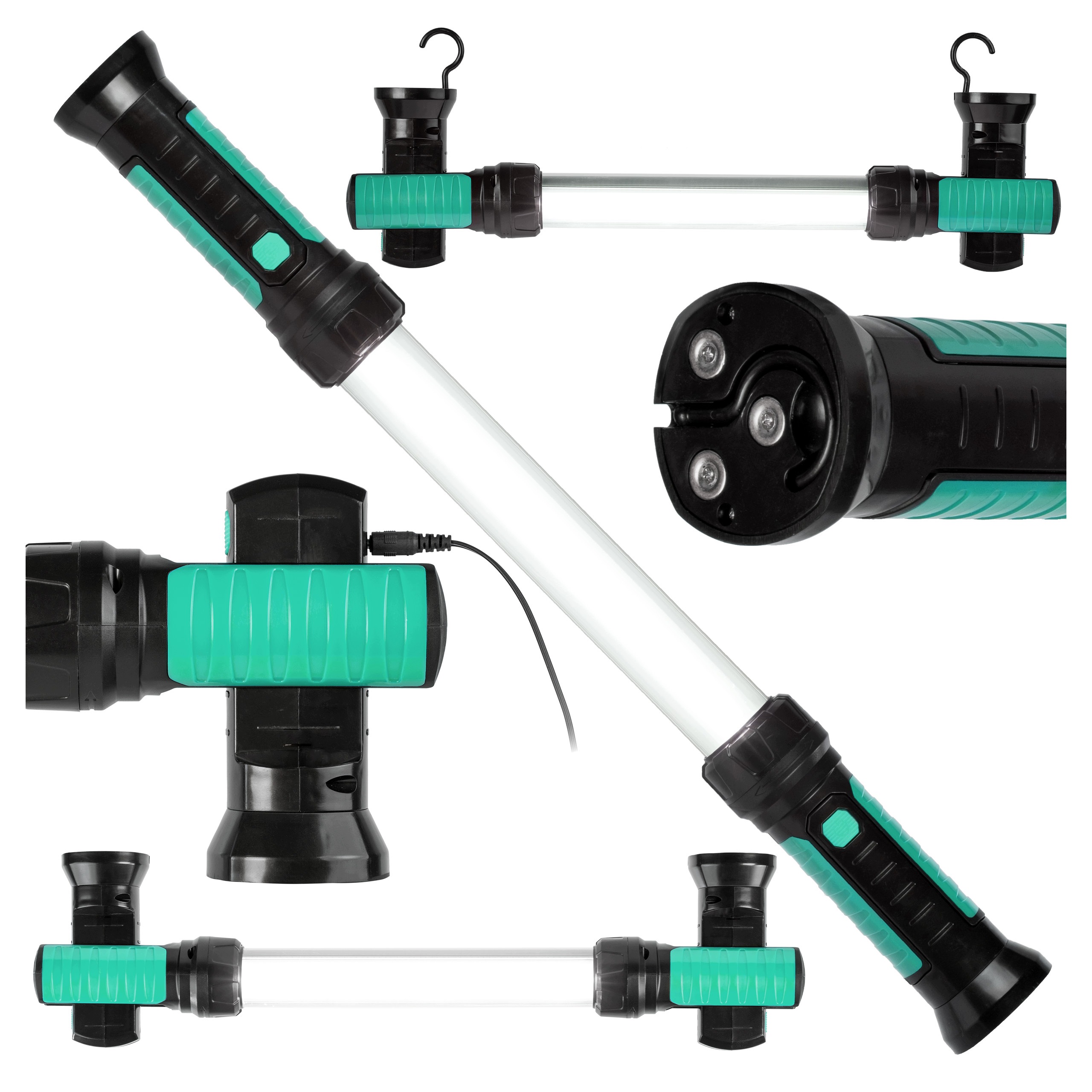 Lampa warsztatowa Led Cob Latarka 1000lm akumulatorowa magnes haki 2000mAh