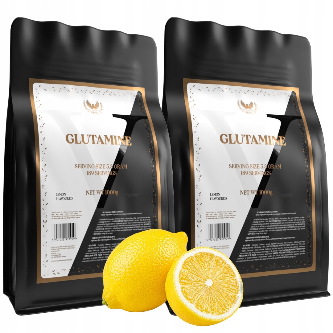 2x Glutamin 1000g Glutamin 1kg Regenerace střeva Citron Victorious