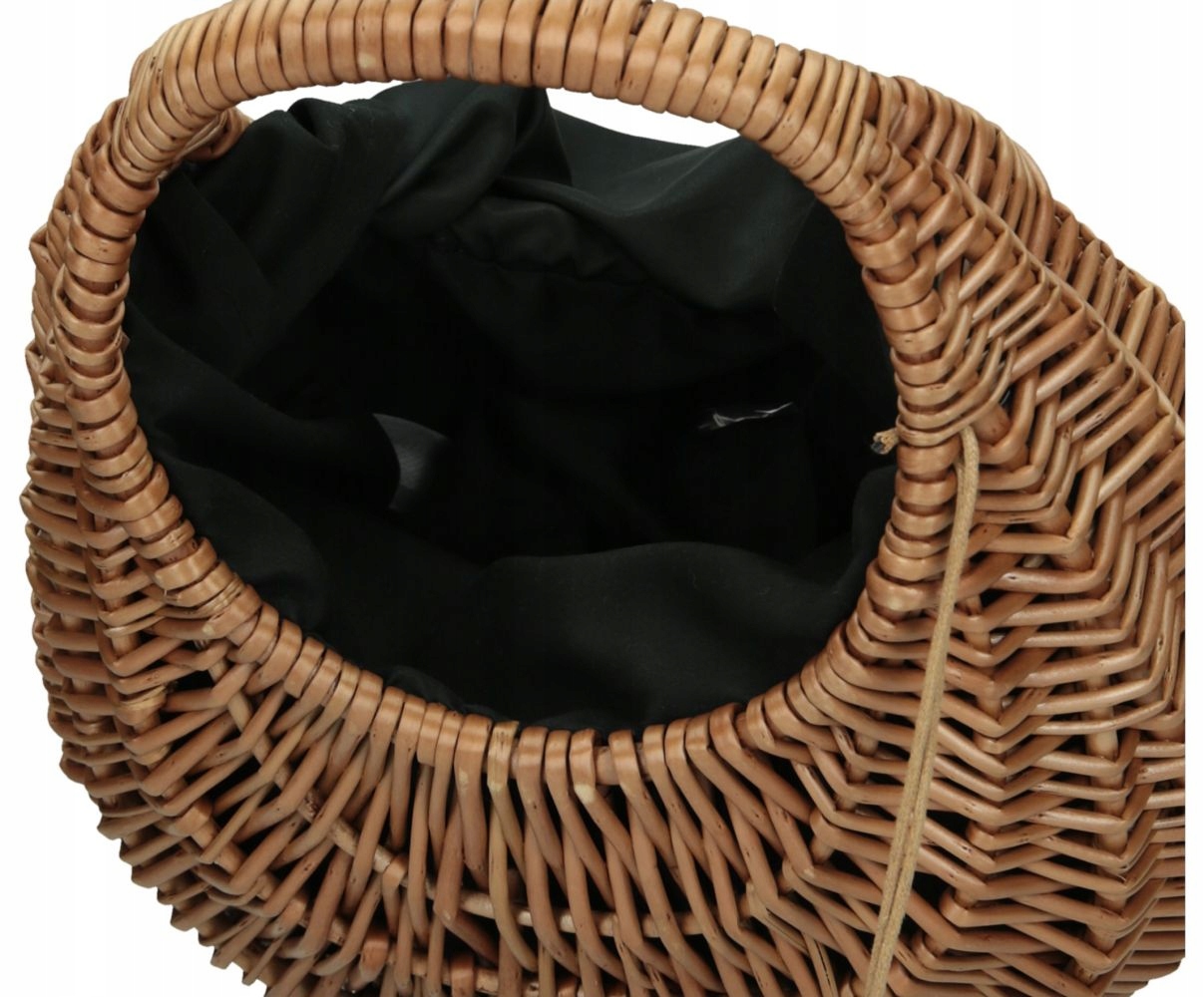 CIEMNY MAŁY KOSZYK NOBO WIKLINOWA TOREBKA DAMSKA Wysokość 32 cm
