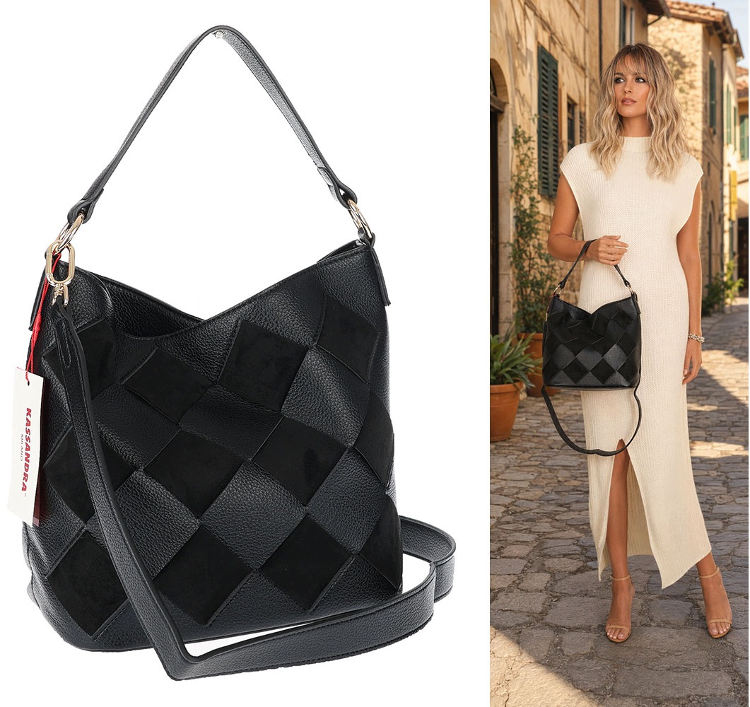 Dámská kabelka shopper přes rameno, typ vak, černá KSD064