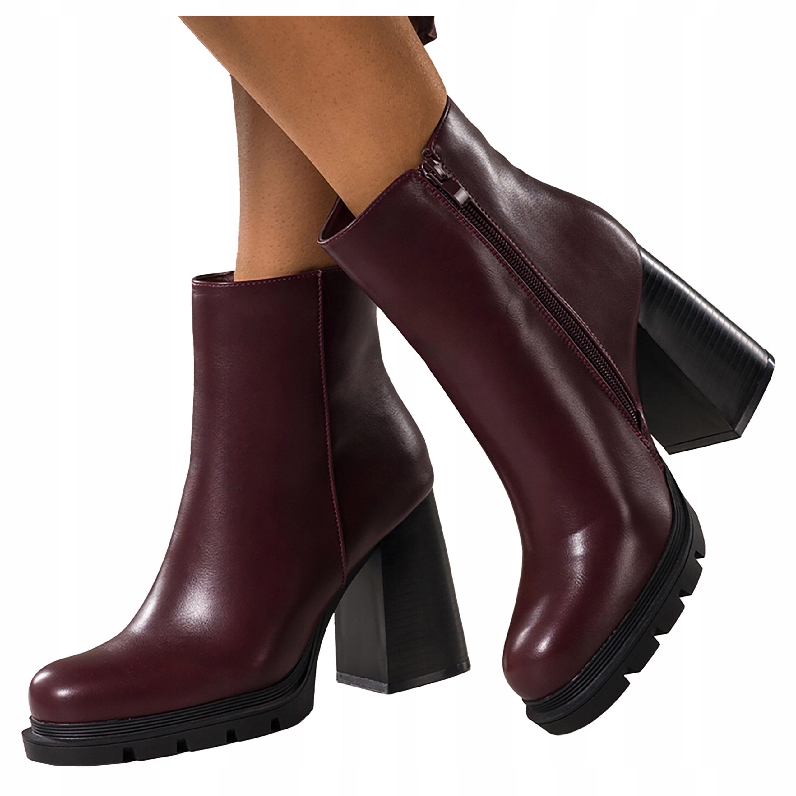 dámské kotníkové boty Bordové Vysoký Podpatek Pohodlná Platforma Módní velikost 41