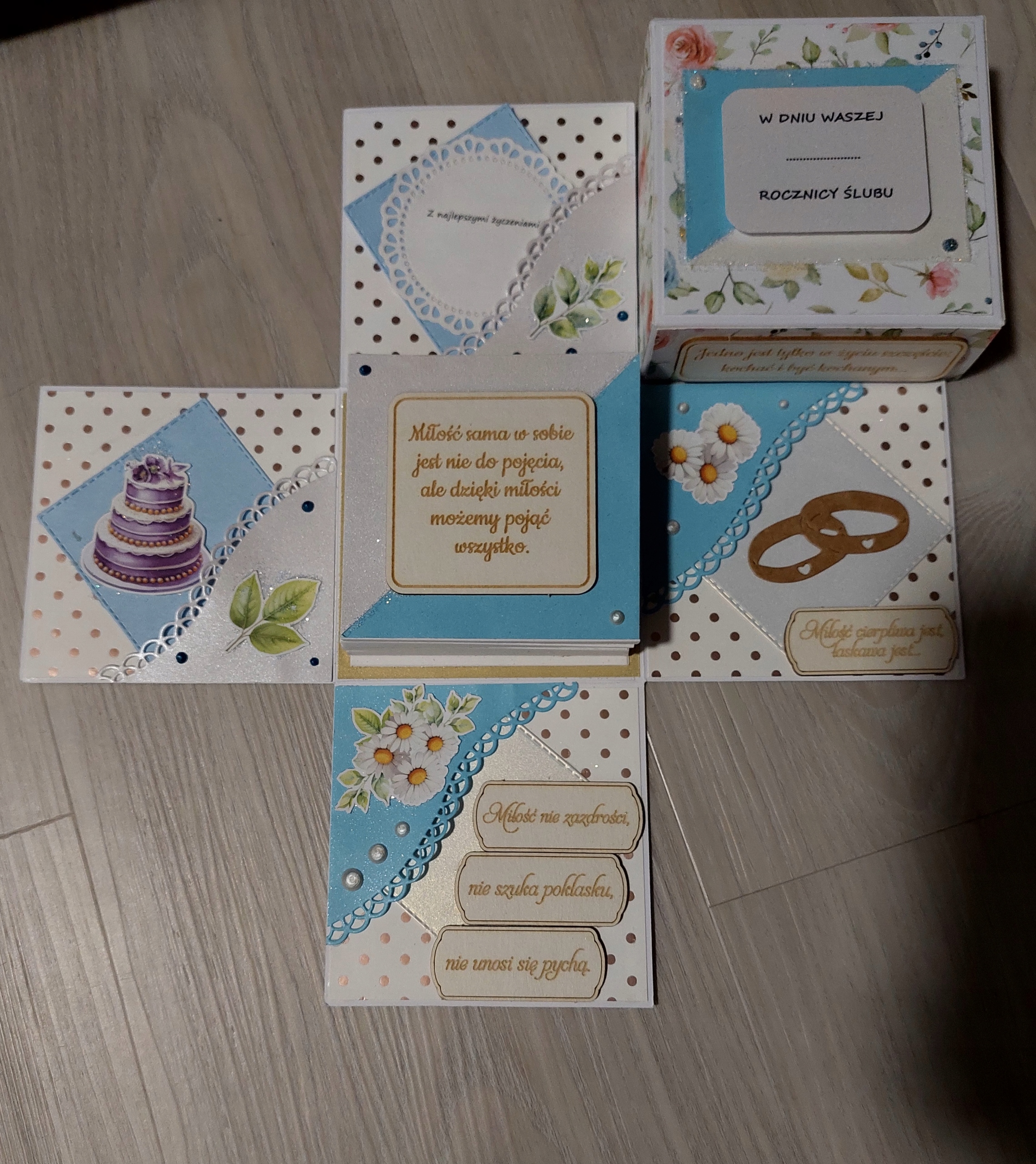 Přání ručně vyráběný box harmonika- na fotografie výročí svatby