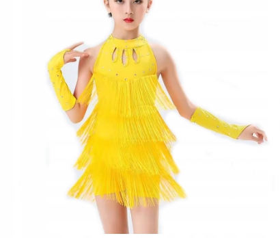 Sukienka Do Tańca nr. 128 Dziecięca Dziewczęca Żółta Latino 1941