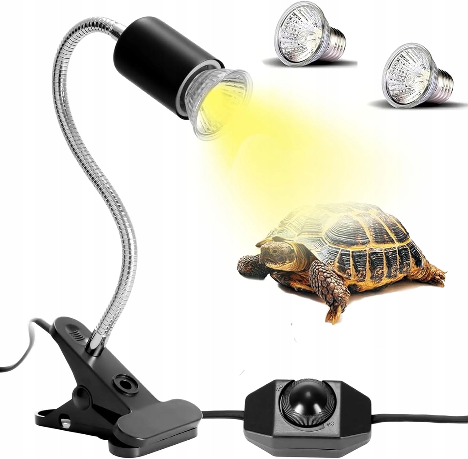 Levně Regulace Výhřevná Lampa Do Akvária Pro Želvu S Klipem +2 Žárovkami 50W
