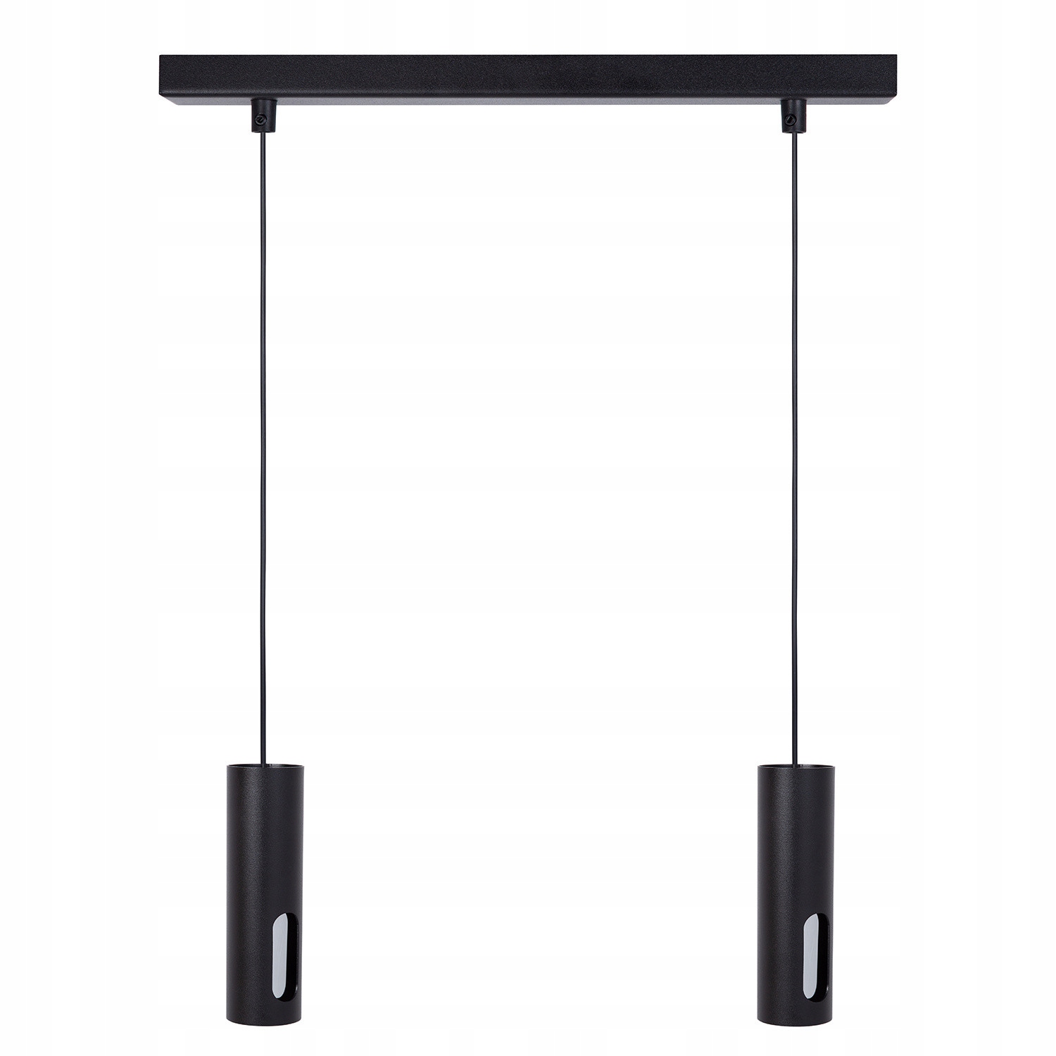 Moderní závěsná lampa, černá, stříbrná, 2 tuby do jídelny nad stůl Sigma