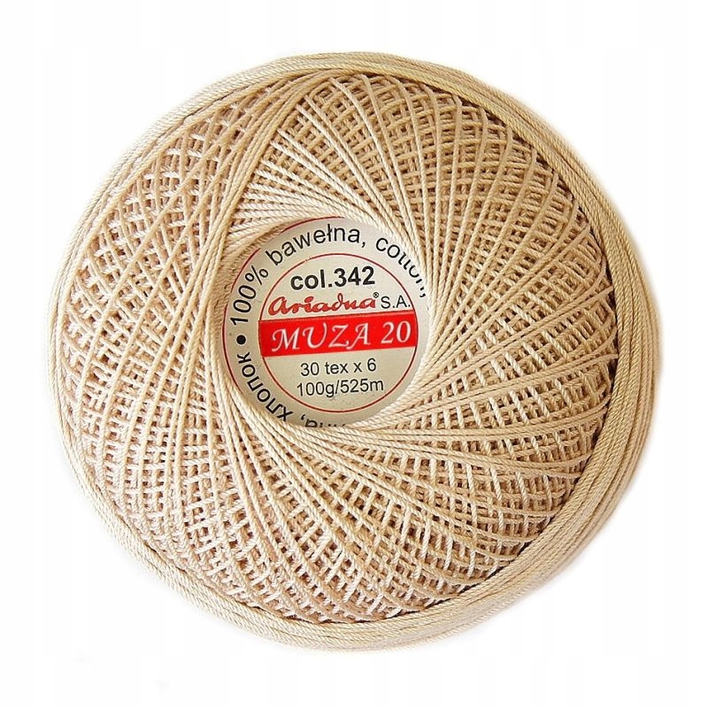 Kordonek Muza 20 Ariadna 0342 beż 100g/820m