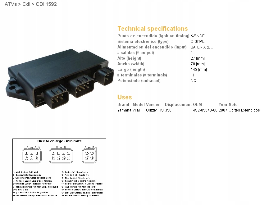 Dze Modul Zapaľovania CDI Yamaha YFM350 Grizzly '07
