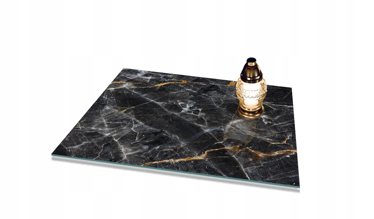 Podstavec pod Znice tvrzené sklo vzor Černý Mramor 60x52cm