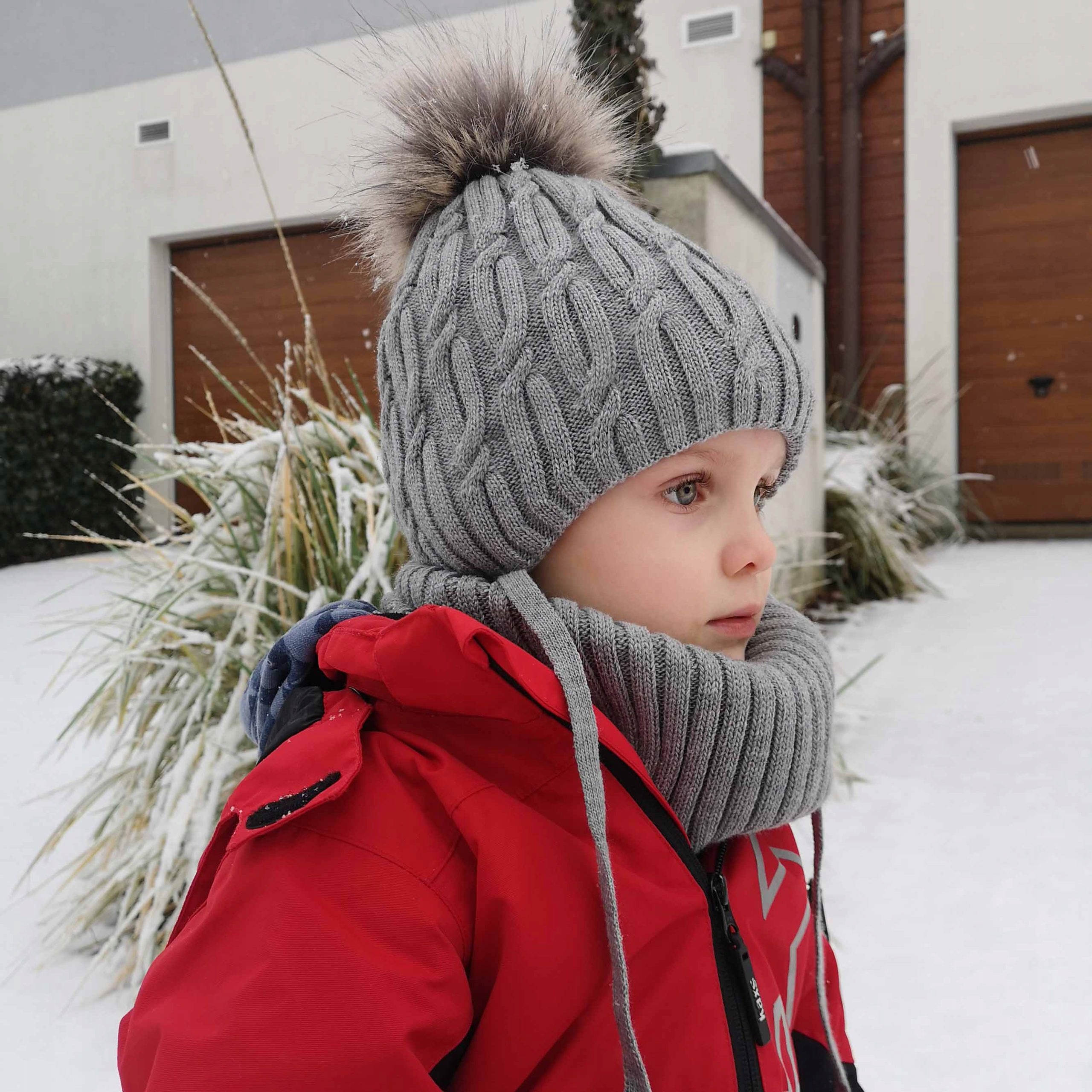 Komplet zimowy DZIECIĘCY gruba CZAPKA WIĄZANA KOMIN beż 50-52cm, 3-5 lat Wiek dziecka 3 lata +