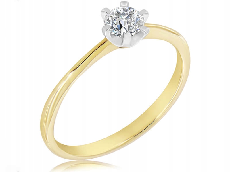 Prstýnek ze žlutého a bílého zlata 585 s diamantem 14K r35