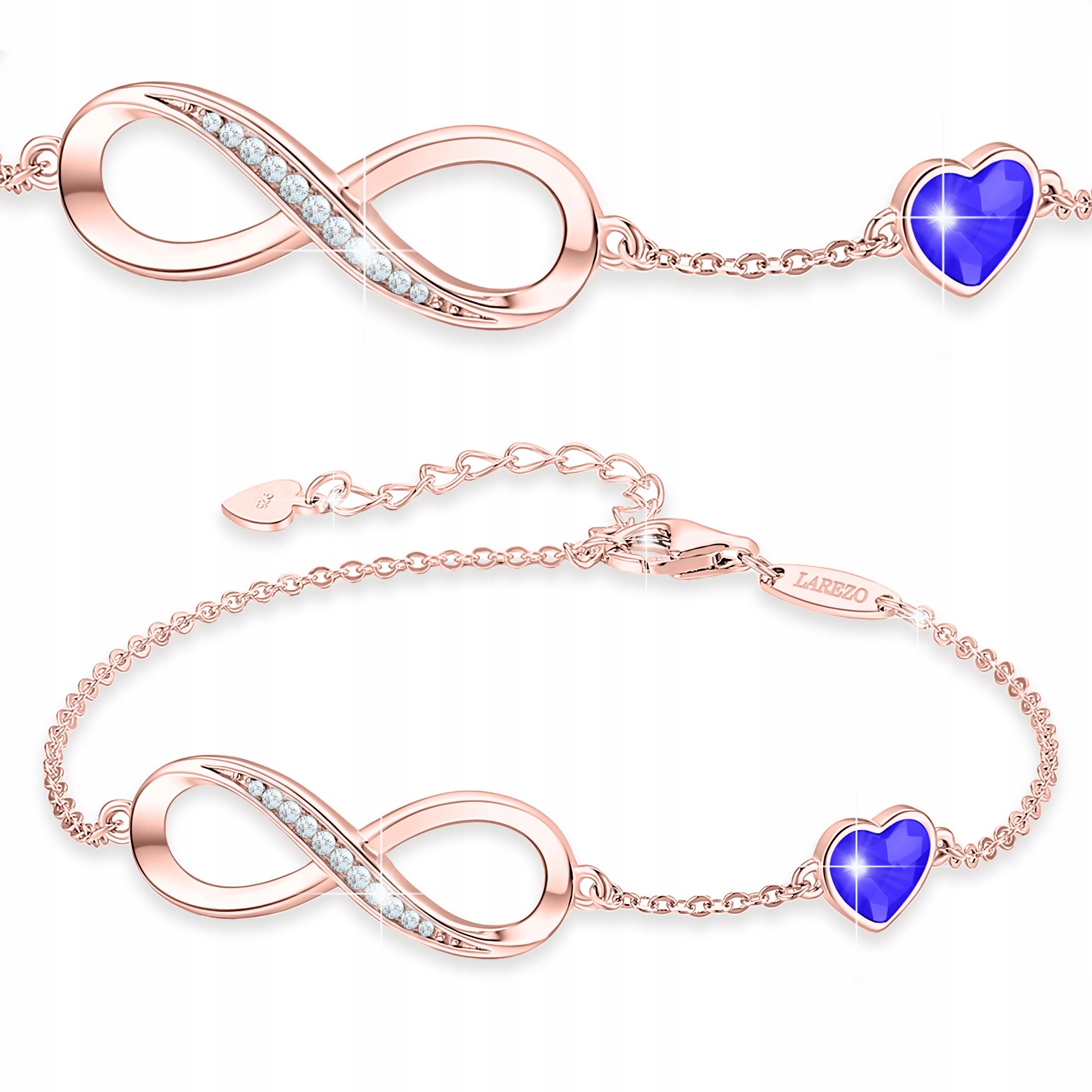 Pozlacený náramek Modré srdce s nekonečnem Stříbro 925