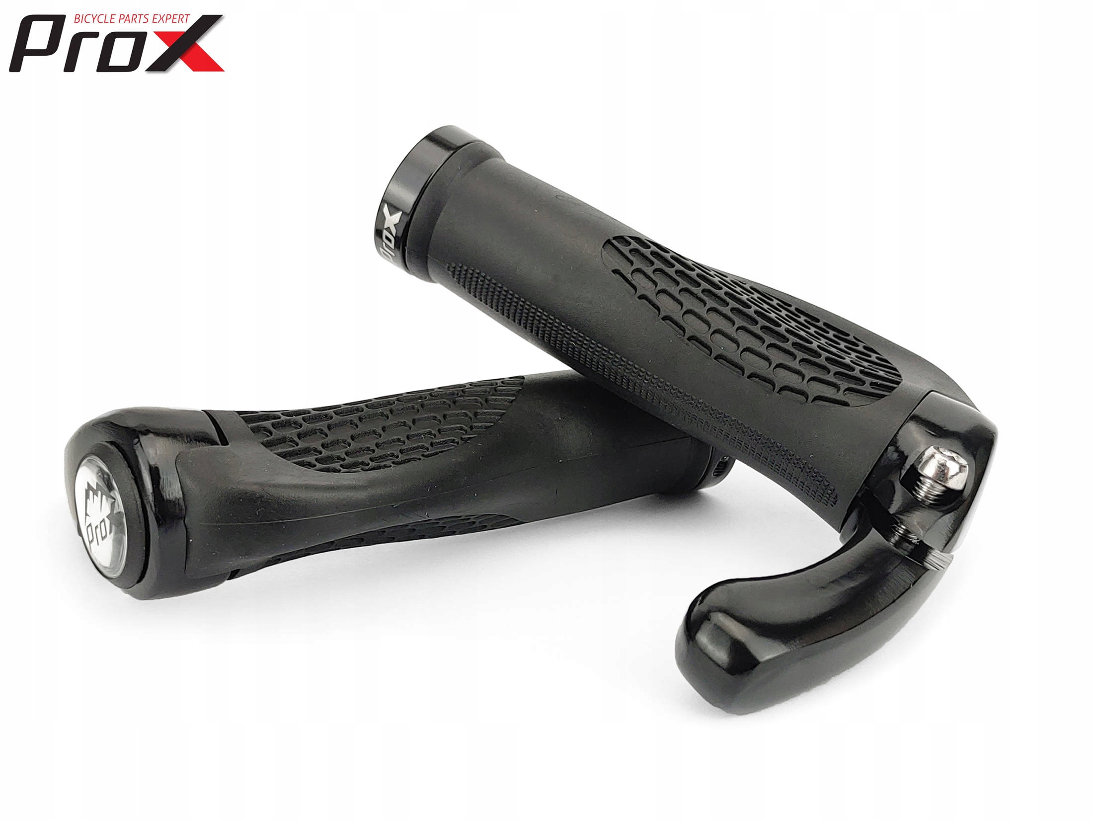 Chwyty gripy rowerowe PROX z rogami skręcane 135mm Materiał guma