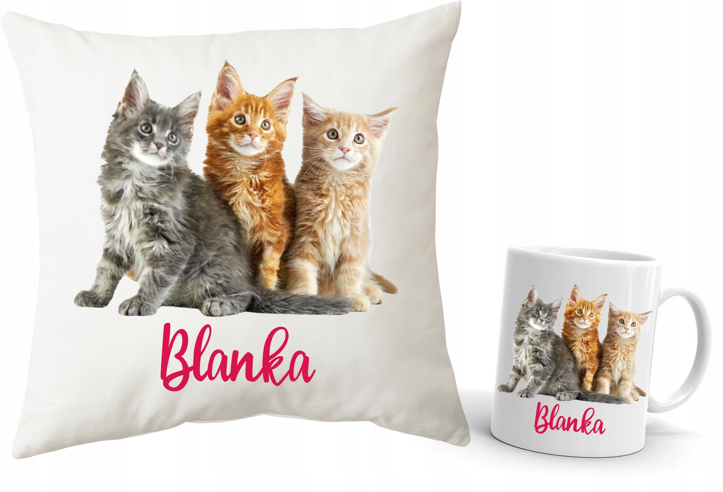 

Zestaw Poduszka Kubek z kotkami Koty Imię