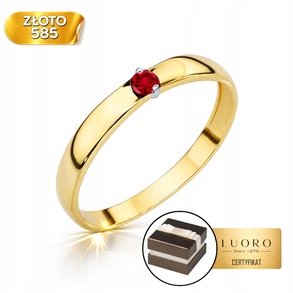 Prstýnek 585 14K S Klasickým Syntetickým Rubínem R15