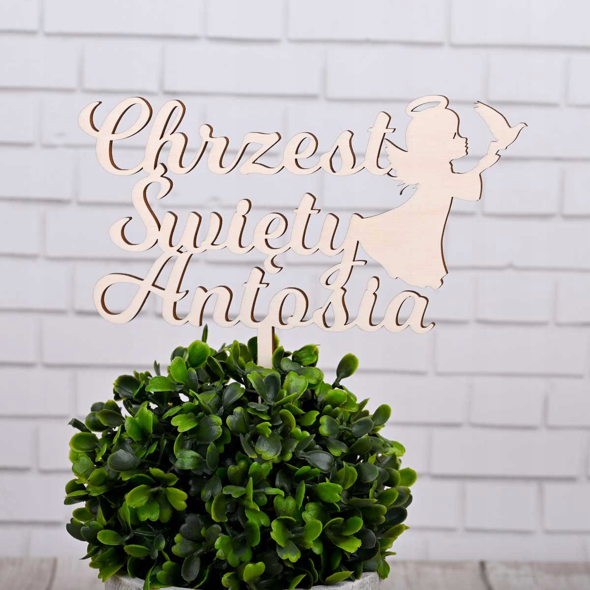 TOPPER CHRZEST ŚWIĘTY IMIĘ ANIOŁEK NAPIS NA TORT Motyw personalizowany