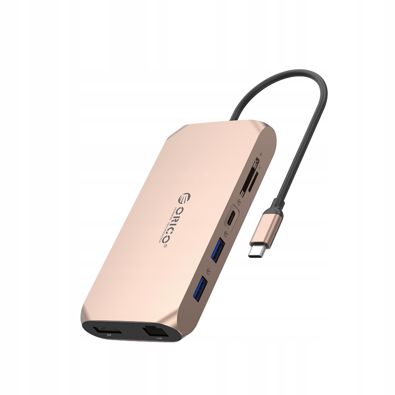 Hub stanice 12v1 Orico Xcr Usb-c Hdmi DisplayPort RJ45 100 W Pd růžovo-zlatá