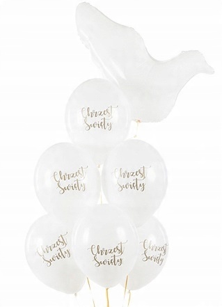 

Balony na Chrzest Święty białe złote gołąb Hel x7