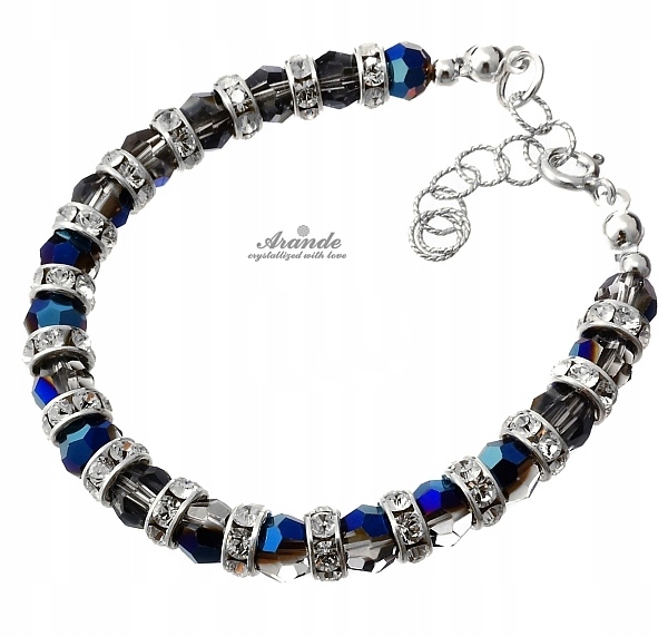Křišťálový náramek Blue Night Stříbro Arande