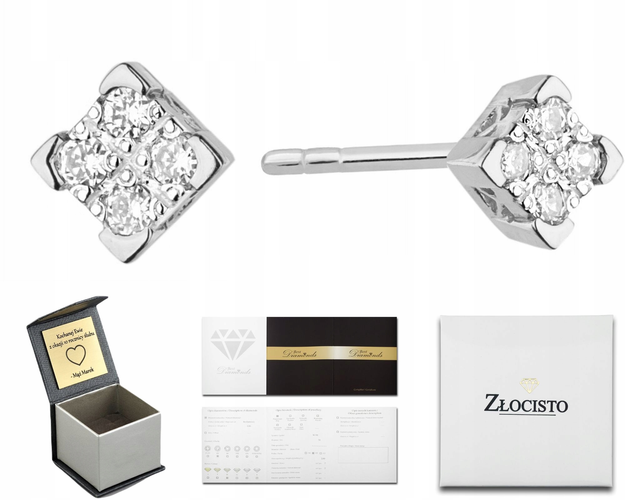 Náušnice V Bílém Zlatě S Brilianty, Šrouby 585