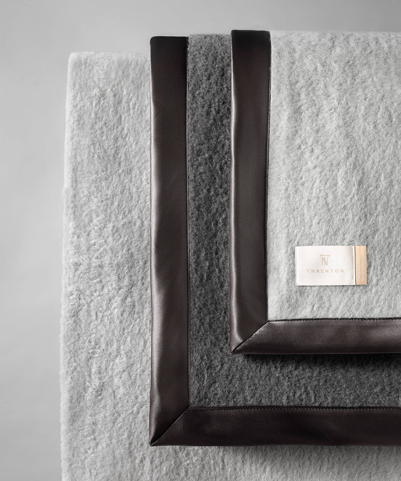 Threnton 100% Bawełna Premium Koc Ciepły dwustronny Grenoble szary