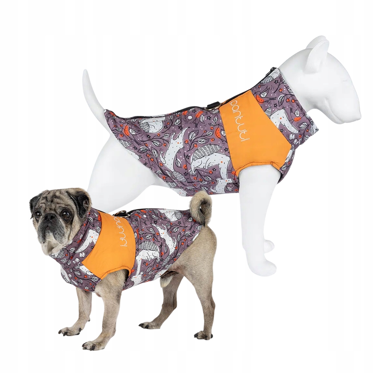 Levně Bunda pro psa se zapínáním na zádech s liškami Zipper Joni 4XL