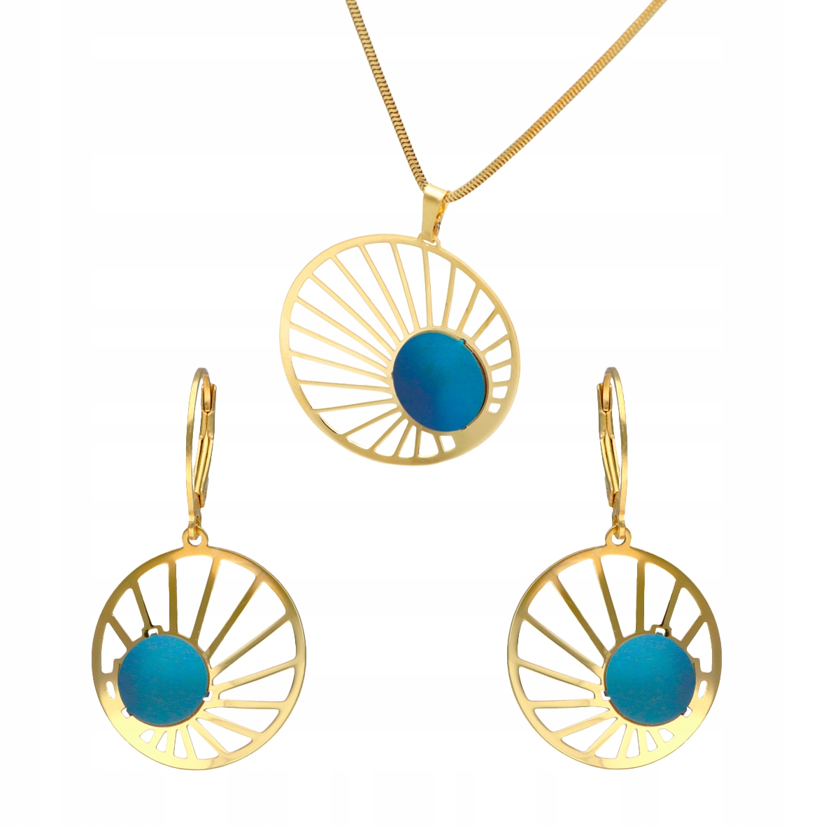 Komplet s modrým titanem a stříbro pozlaceným