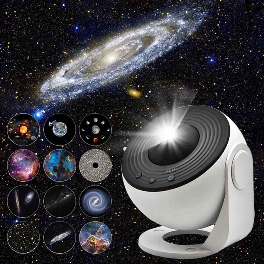 PROJEKTOR GWIAZD PLANETARIUM OBROTOWY LED LAMPKA NOCNA USB + 12 PROJEKCJI Marka inna marka