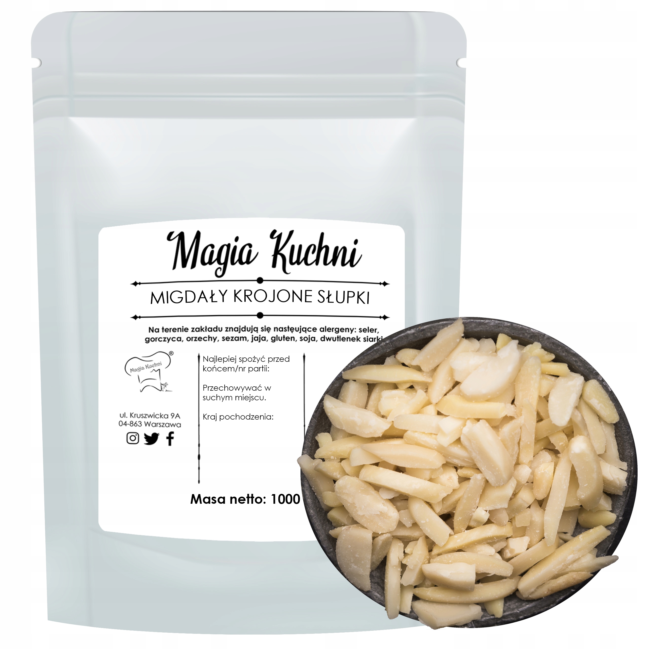 Levně Mandle Sloupky blanšírované přírodní 1kg